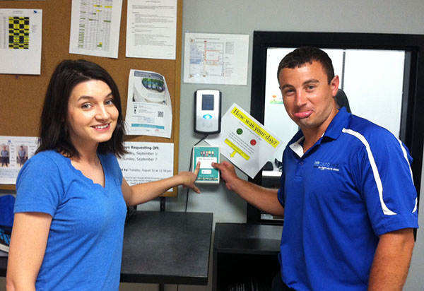 Maria Martini, Assistant Call Center Manager and Alex Bialke, Commercial Route Manager at Zerorez Minnesota with their DailyPulse