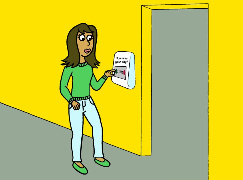 Red green button to give feedback at Dyn UK