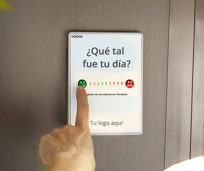 Botones con smileys para retroalimentacion de empleados